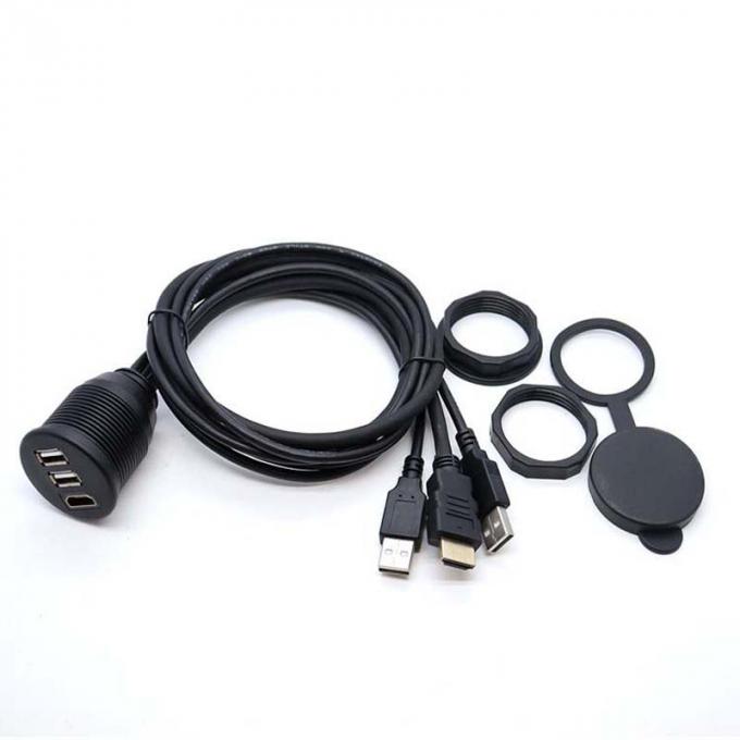 3 ports USB 2.0 mâle à USB 2.0 femelle câble d'extension imperméable à l'eau avec panneau de montage à vide pour voiture camion bateau ordinateur moto 3