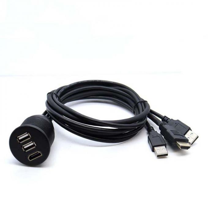 3 ports USB 2.0 mâle à USB 2.0 femelle câble d'extension imperméable à l'eau avec panneau de montage à vide pour voiture camion bateau ordinateur moto 2