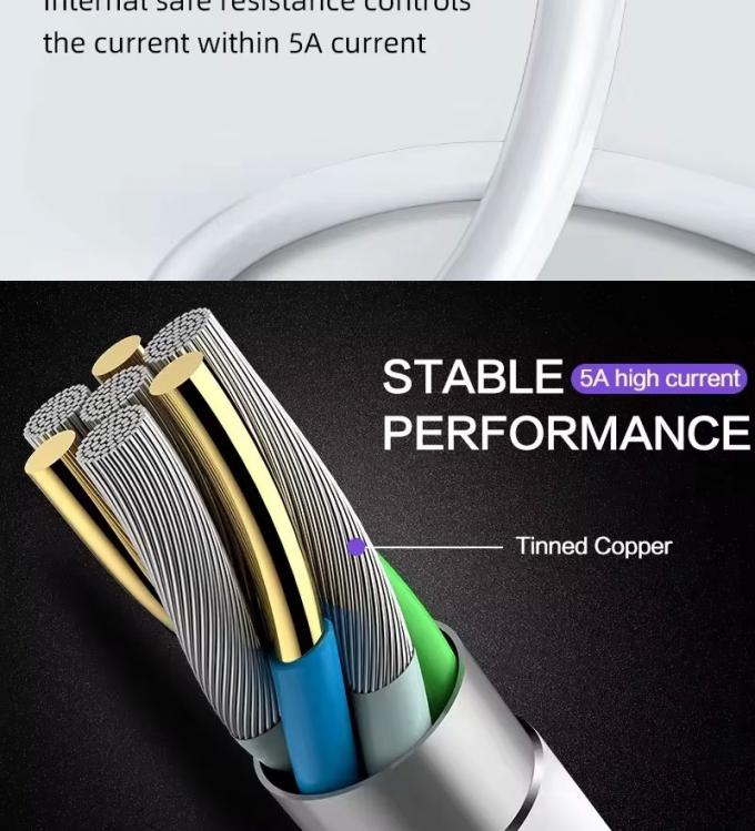 Cable de chargeur de données USB à type C de haute qualité 1M 2M 5A à charge rapide pour téléphone Android Huawei 4