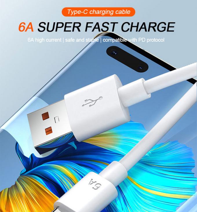 Chargement super rapide 6A type C câble de chargement de données USB pour téléphone portable 0