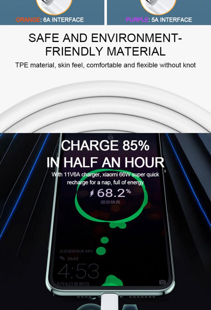 Chargement super rapide 6A type C câble de chargement de données USB pour téléphone portable 3