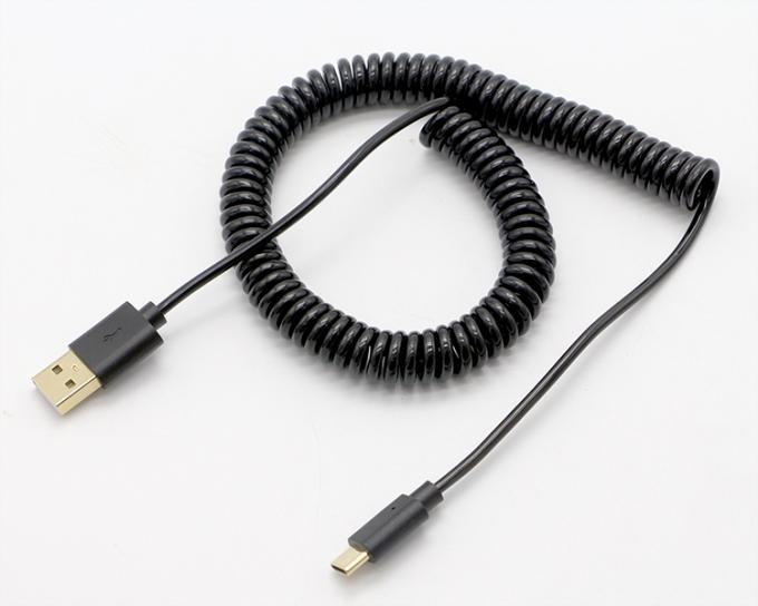 Connecteurs 3M en or personnalisés à recharge rapide à ressort enroulé câble de recharge de données USB de type C 5