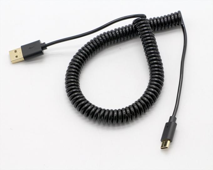 Connecteurs 3M en or personnalisés à recharge rapide à ressort enroulé câble de recharge de données USB de type C 4