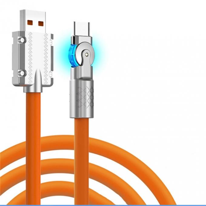 Chargement rapide à 180 degrés à rotation 120w 6A Silicone Micro USB Type C câble pour téléphone portable Android 0