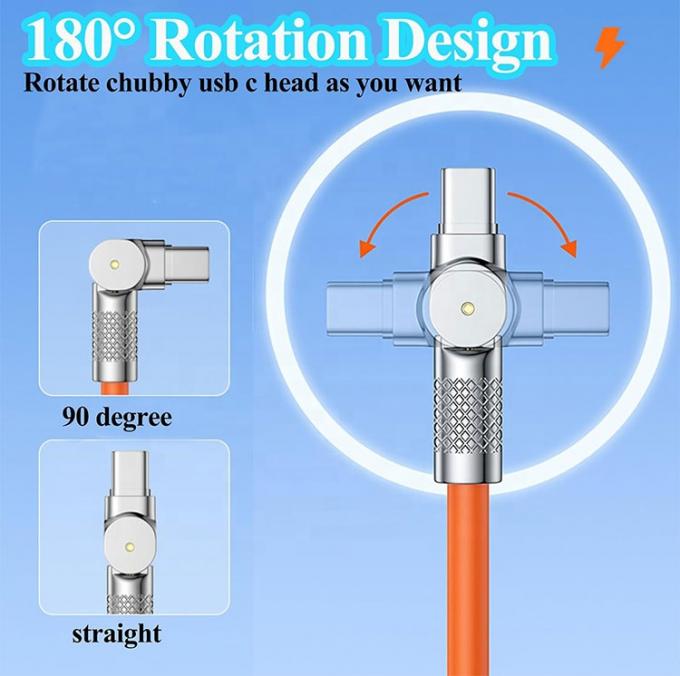 Chargement rapide à 180 degrés à rotation 120w 6A Silicone Micro USB Type C câble pour téléphone portable Android 1