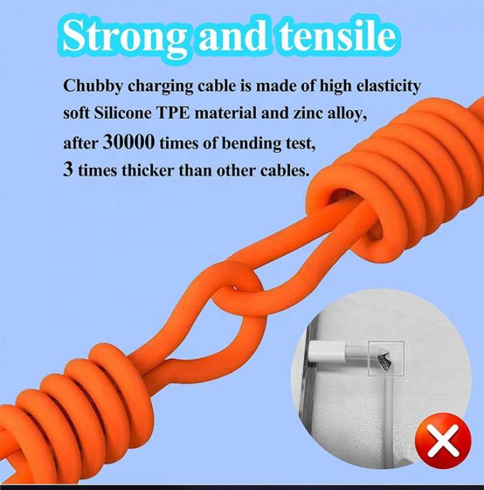 Chargement rapide à 180 degrés à rotation 120w 6A Silicone Micro USB Type C câble pour téléphone portable Android 2