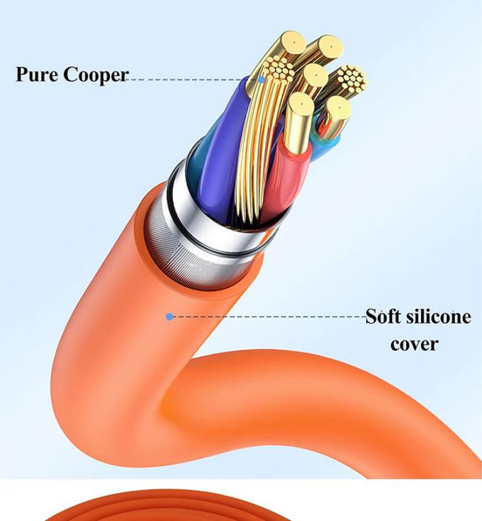 Chargement rapide à 180 degrés à rotation 120w 6A Silicone Micro USB Type C câble pour téléphone portable Android 4
