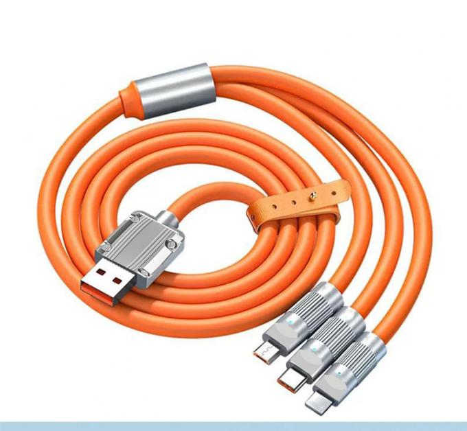 Chargement super rapide 120w 6A Silicone liquide 3 en 1 Multi connecteurs Micro type C câble de chargeur de données USB pour téléphone portable 0