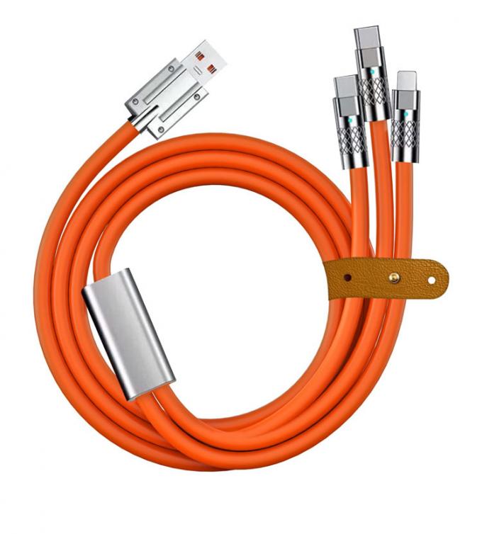 Chargement super rapide 120w 6A Silicone liquide 3 en 1 Multi connecteurs Micro type C câble de chargeur de données USB pour téléphone portable 6
