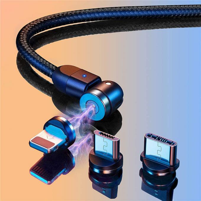 Chargeur rapide accessoires de téléphone rotation de 540 degrés 3 en 1 Micro type C câble de charge de données USB magnétique 5
