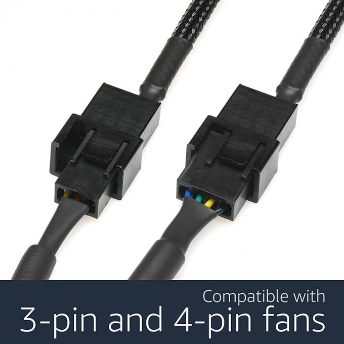 USB tressé à 3 broches 4 broches Molex féminin PWM 5V adaptateur d'alimentation du ventilateur câble de connecteur pour refroidisseur d'ordinateur 1
