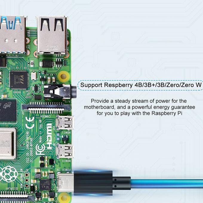 1m 5V 3A câble d'alimentation du chargeur USB de type C avec commutateur ON OFF pour Raspberry Pi 7