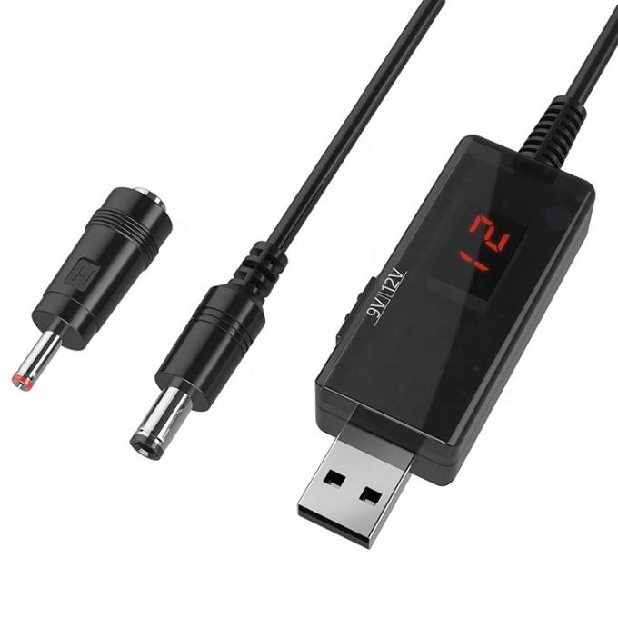 Affichage à LED Multi Compatible Voltage Configuration Booster 5V à 9V 12V câble de chargeur USB à courant continu 2