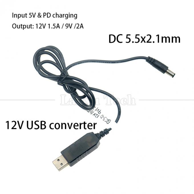 QC3.0 QC2.0 QC Chargement de grande sortie 12V 1.5A 9V 2A 5V à 12V câble de charge USB pour bande LED du routeur 3