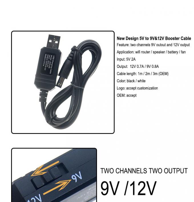 USB de haute qualité 5v à 9v 12v Cable de renforcement du câble de courant continu pour le routeur 1