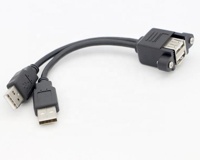 Fermeture à vis 0,5 M 1 M câble d'extension double USB 2.0 monté sur panneau 2