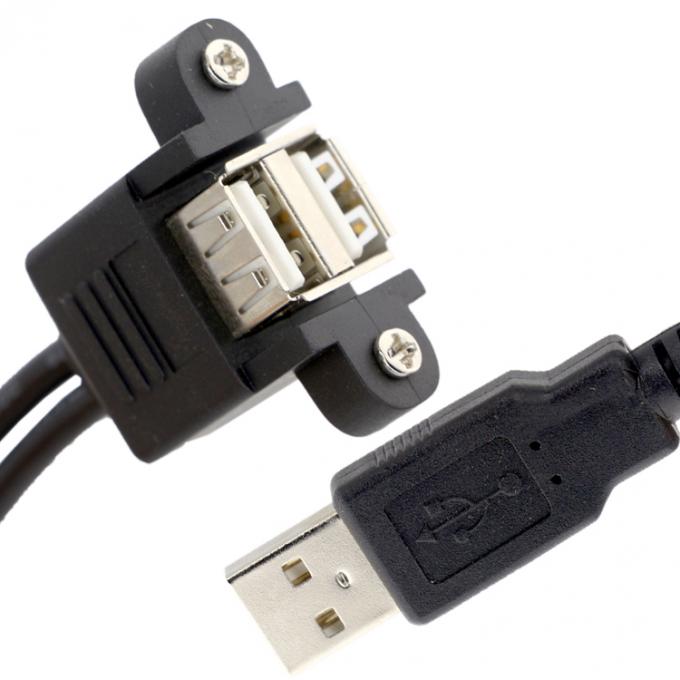 Fermeture à vis 0,5 M 1 M câble d'extension double USB 2.0 monté sur panneau 3