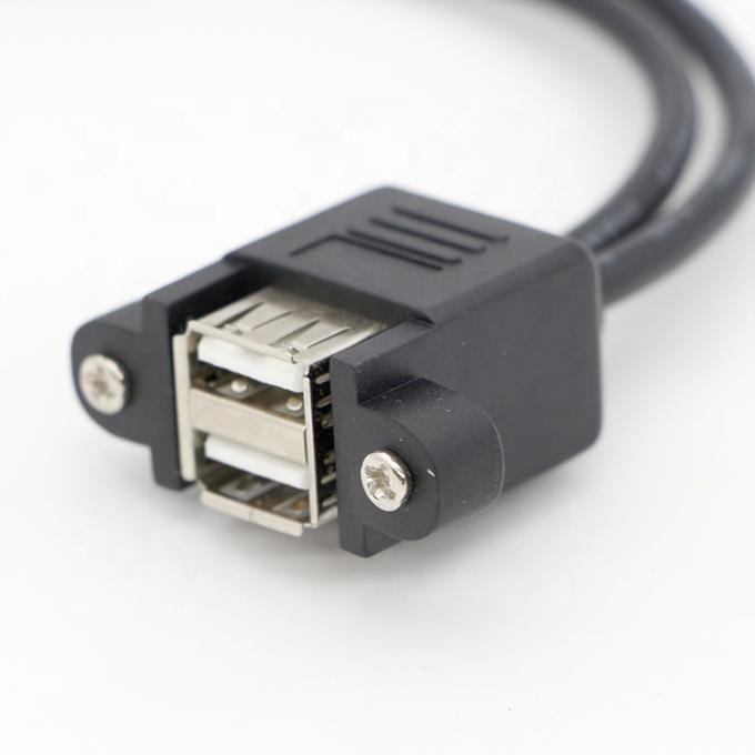 Fermeture à vis 0,5 M 1 M câble d'extension double USB 2.0 monté sur panneau 4