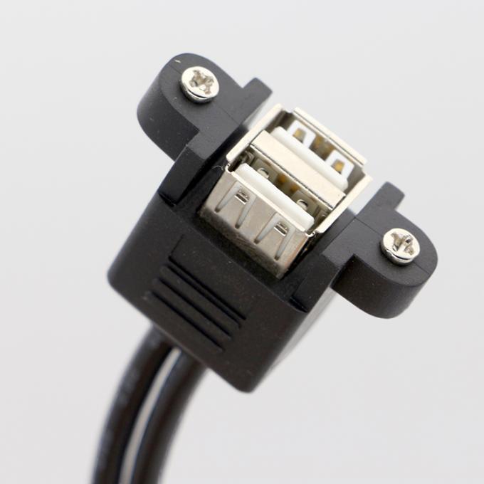 Fermeture à vis 0,5 M 1 M câble d'extension double USB 2.0 monté sur panneau 5