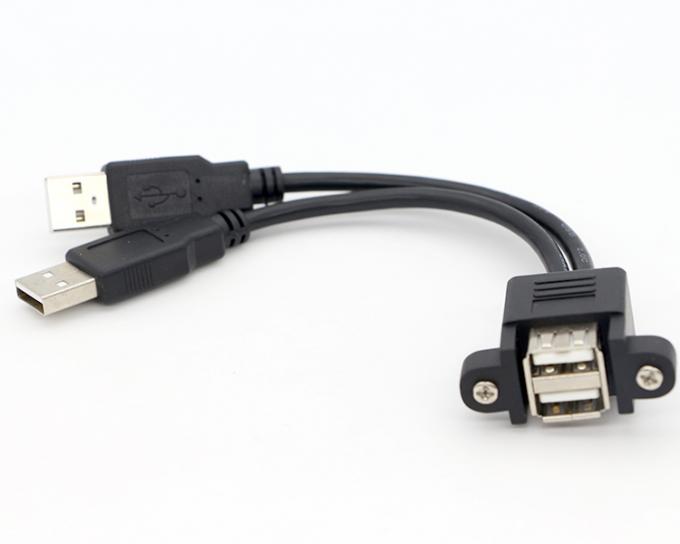 Fermeture à vis 0,5 M 1 M câble d'extension double USB 2.0 monté sur panneau 6