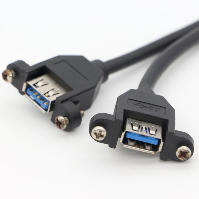OEM Screw Locking Stud Dual USB 3.0 Type A câble de montage de panneau féminin avec connecteur Molex 2