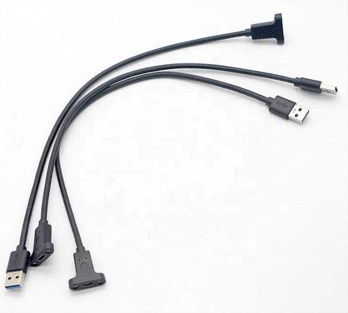 Serre-boucle à vis USB 3.0 Un mâle à USB de type C 3.1 Un câble d'extension USB 3.0 monté sur le panneau 1