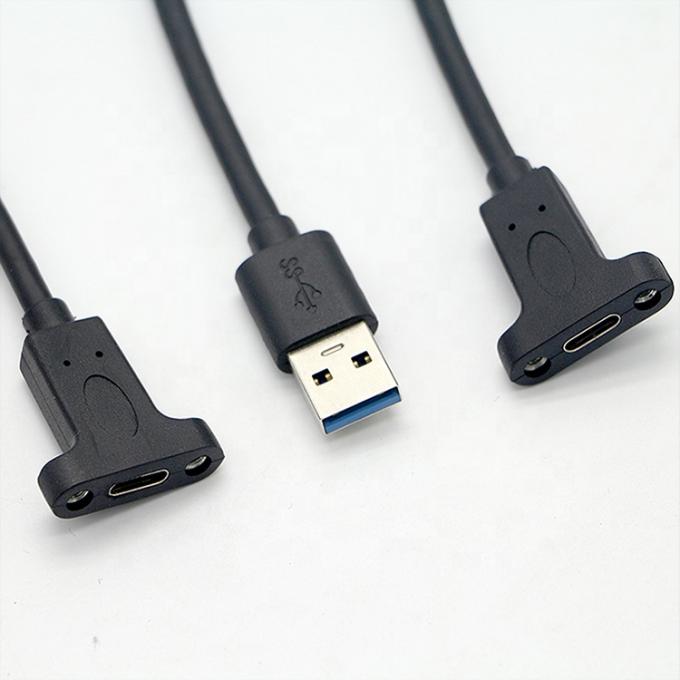 Serre-boucle à vis USB 3.0 Un mâle à USB de type C 3.1 Un câble d'extension USB 3.0 monté sur le panneau 5