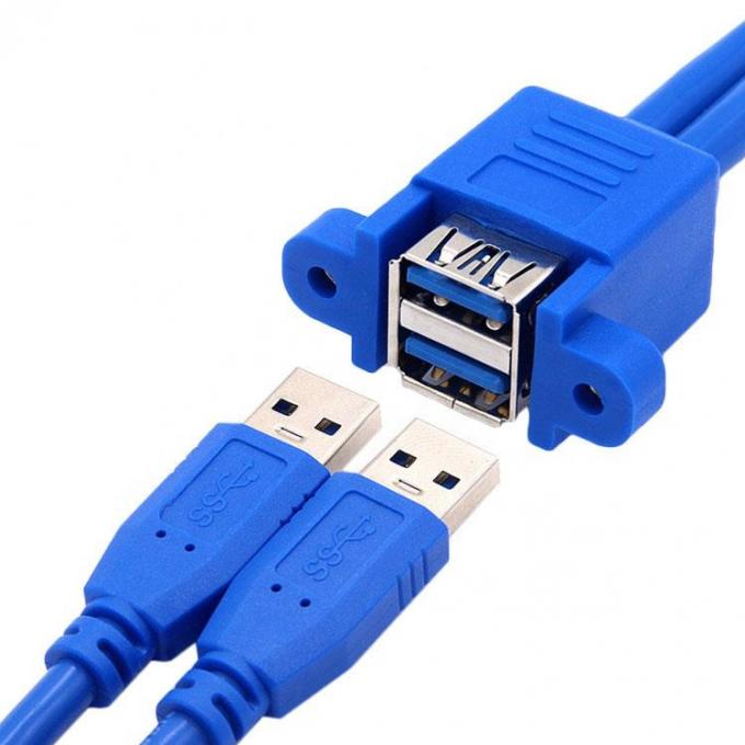Double câble d'extension USB 3.0 monté sur un panneau de type A, mâle à femelle 1