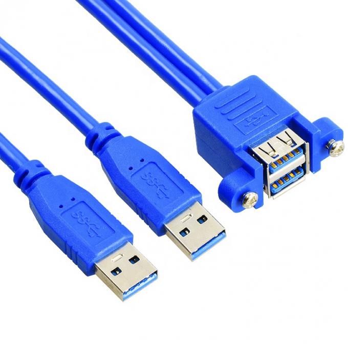 Double câble d'extension USB 3.0 monté sur un panneau de type A, mâle à femelle 2