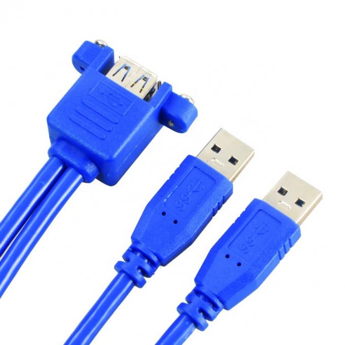 Double câble d'extension USB 3.0 monté sur un panneau de type A, mâle à femelle 4