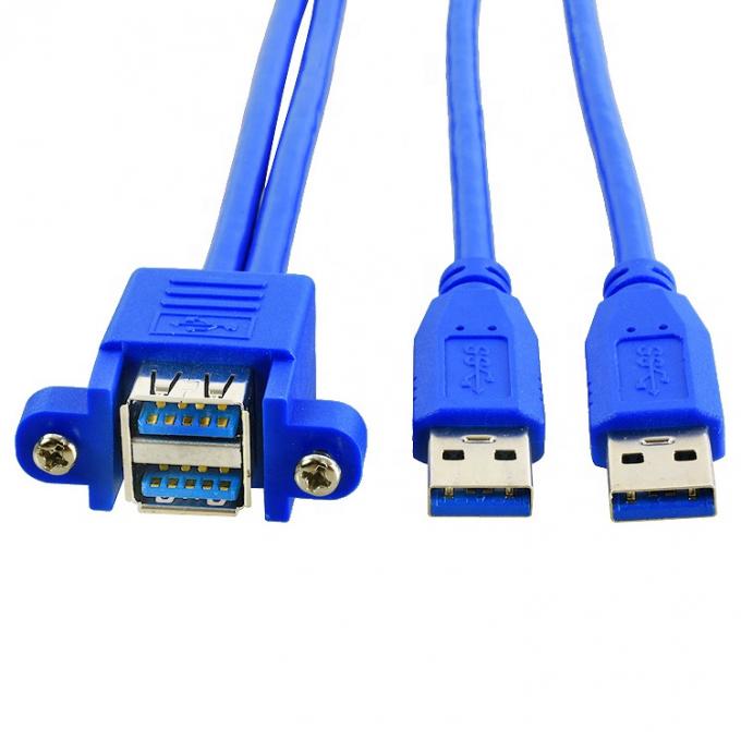Double câble d'extension USB 3.0 monté sur un panneau de type A, mâle à femelle 3