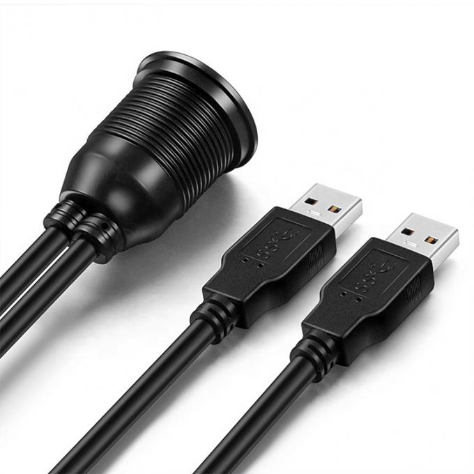Panneau de tableau de bord de voiture masculin à féminin imperméable à l'eau Double câble d'extension USB 3.0 pour moto 3