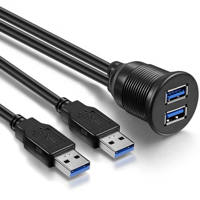 Panneau de tableau de bord de voiture masculin à féminin imperméable à l'eau Double câble d'extension USB 3.0 pour moto 4