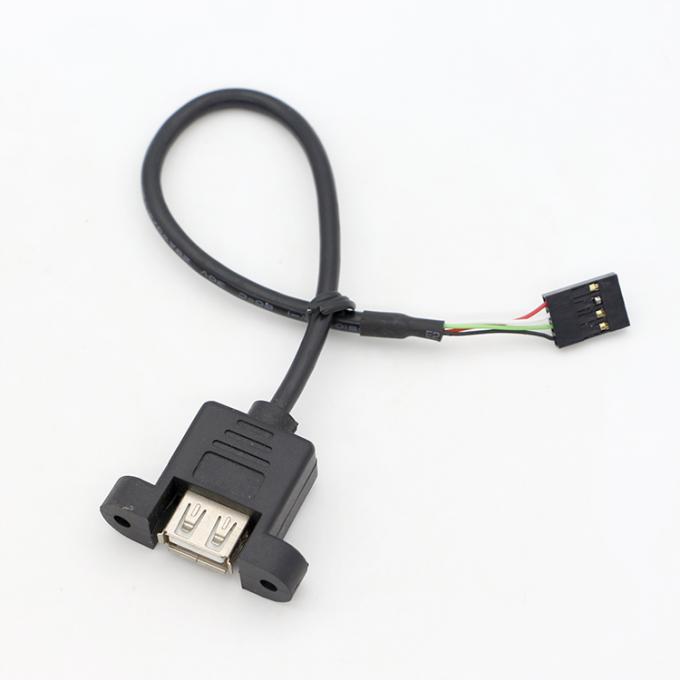Cable de raccordement à vis personnalisé 1M 2M USB féminin monté sur un panneau à Dupont 4