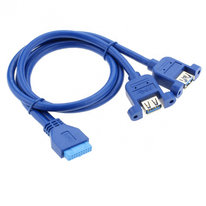 Montage à double panneau USB 3.0 A Femme à IDC 20 PIN Femme Casse d'ordinateur PC Câble de carte mère 1
