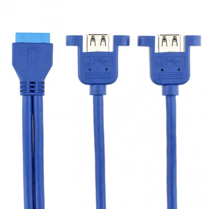 Montage à double panneau USB 3.0 A Femme à IDC 20 PIN Femme Casse d'ordinateur PC Câble de carte mère 2