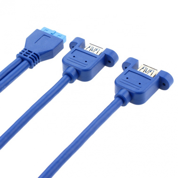 Montage à double panneau USB 3.0 A Femme à IDC 20 PIN Femme Casse d'ordinateur PC Câble de carte mère 3