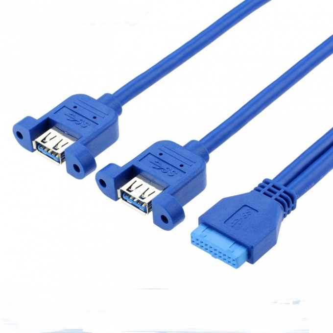 Montage à double panneau USB 3.0 A Femme à IDC 20 PIN Femme Casse d'ordinateur PC Câble de carte mère 4