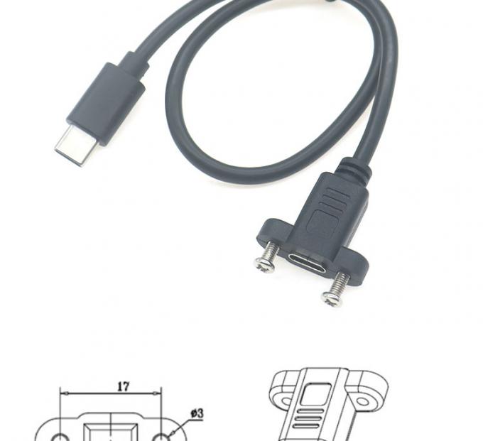 Montage du panneau à vis de 30 cm à 50 cm câble d'extension USB de type C 3.1 mâle à femelle 2