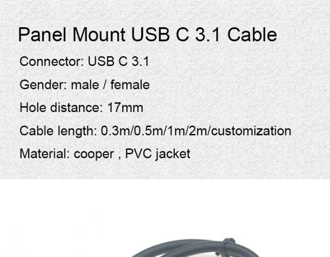Montage du panneau à vis de 30 cm à 50 cm câble d'extension USB de type C 3.1 mâle à femelle 1