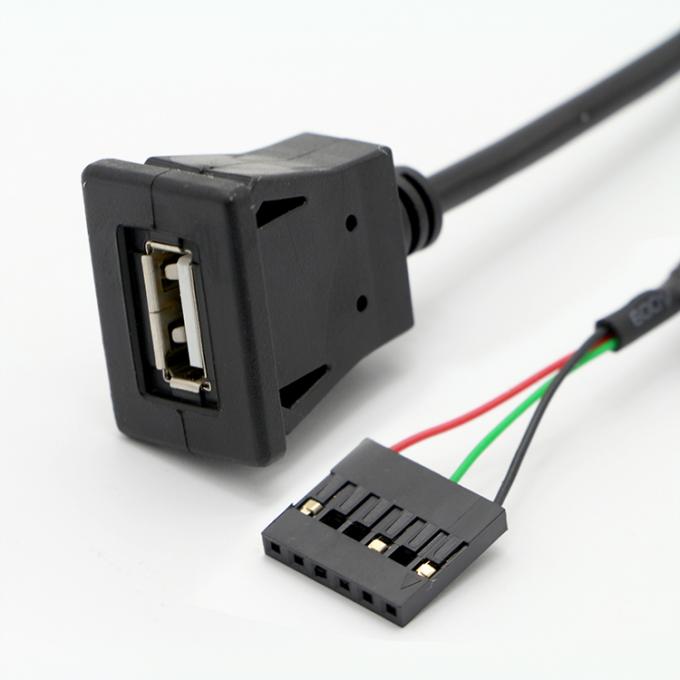 Montage du panneau de raccourci USB Socket féminin au câble de fil de connecteur Dupont 2