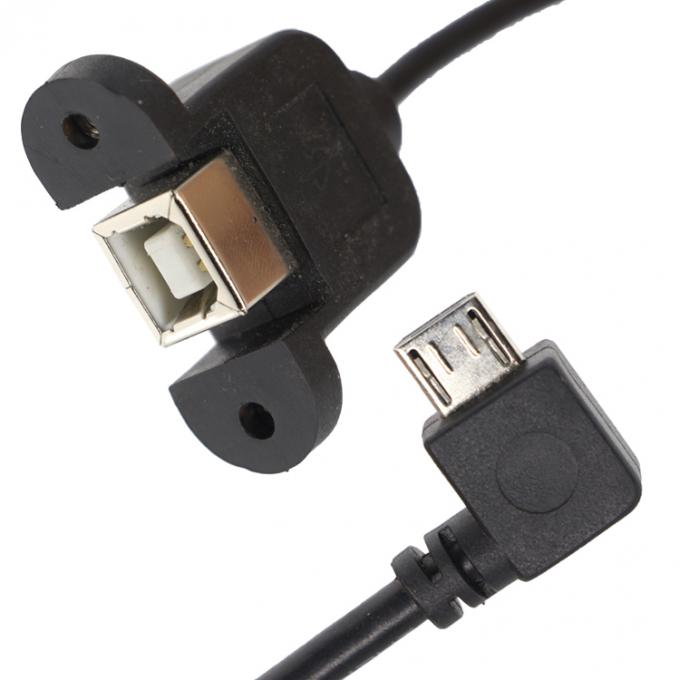 Fermeture à vis personnalisée à angle de 90 degrés Micro B mâle USB 2.0 type B femelle câble d'extension de montage de panneau 1