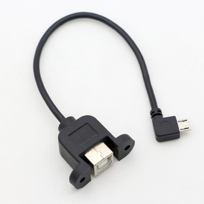 Fermeture à vis personnalisée à angle de 90 degrés Micro B mâle USB 2.0 type B femelle câble d'extension de montage de panneau 4