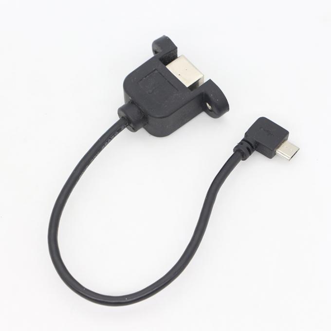 Fermeture à vis personnalisée à angle de 90 degrés Micro B mâle USB 2.0 type B femelle câble d'extension de montage de panneau 5