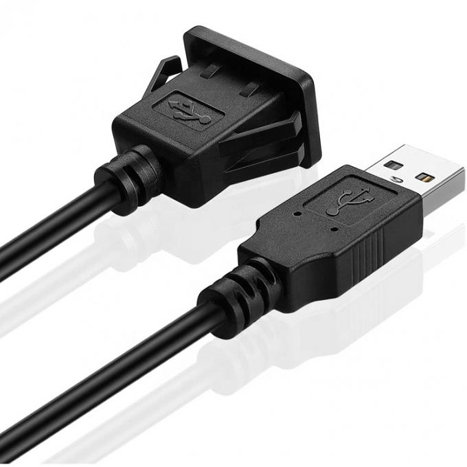 Panneau de tableau de bord à prise de courant USB mâle à femelle câble d'extension de montage 5