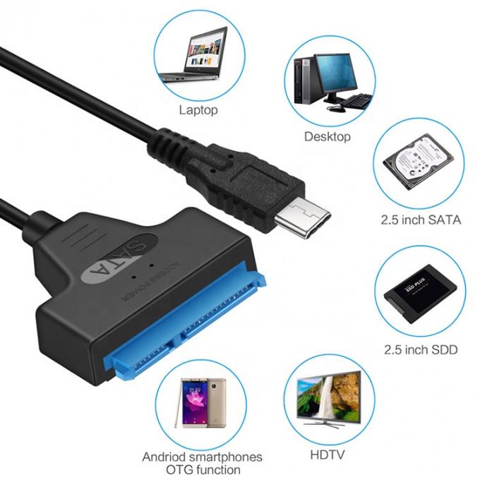 Disque dur HDD haute vitesse 5 Gbps SDD 2,5 pouces USB type C 3.1 à câble d'adaptateur Sata 4