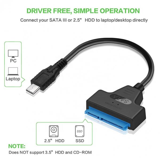 Disque dur HDD haute vitesse 5 Gbps SDD 2,5 pouces USB type C 3.1 à câble d'adaptateur Sata 3