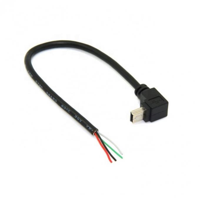 90 degrés vers le haut vers le bas angle gauche droit Mini USB à dépouillé fil nu Cable à queue de cochon à bout ouvert 4