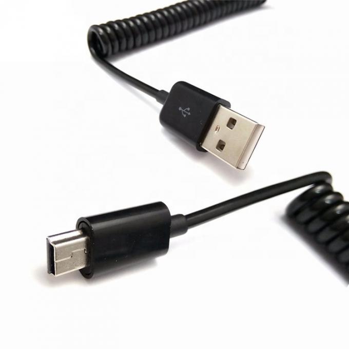 OEM 1M 2M Spirale de chargement de données câble USB enroulé à MINI USB 2