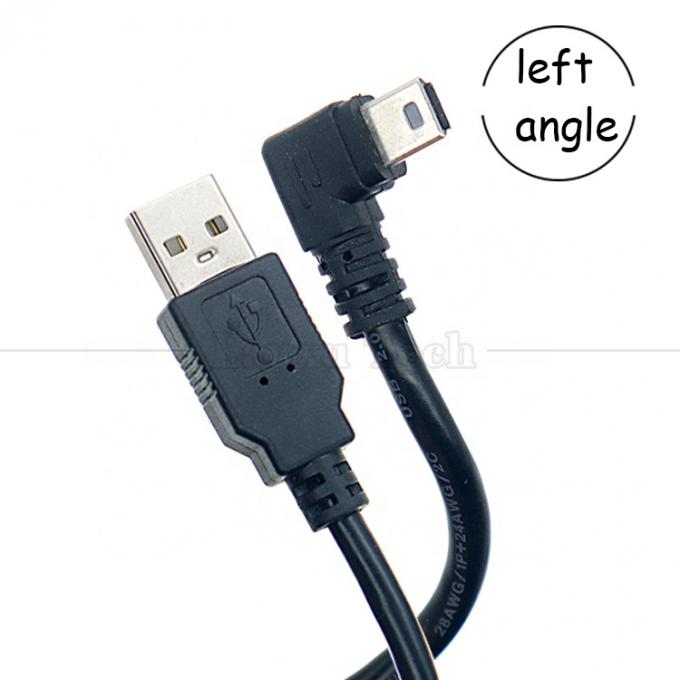 Personnalisation 90 degrés angle gauche USB un mâle à MINI 5P câble USB pour la caméra de la manette PS3 2